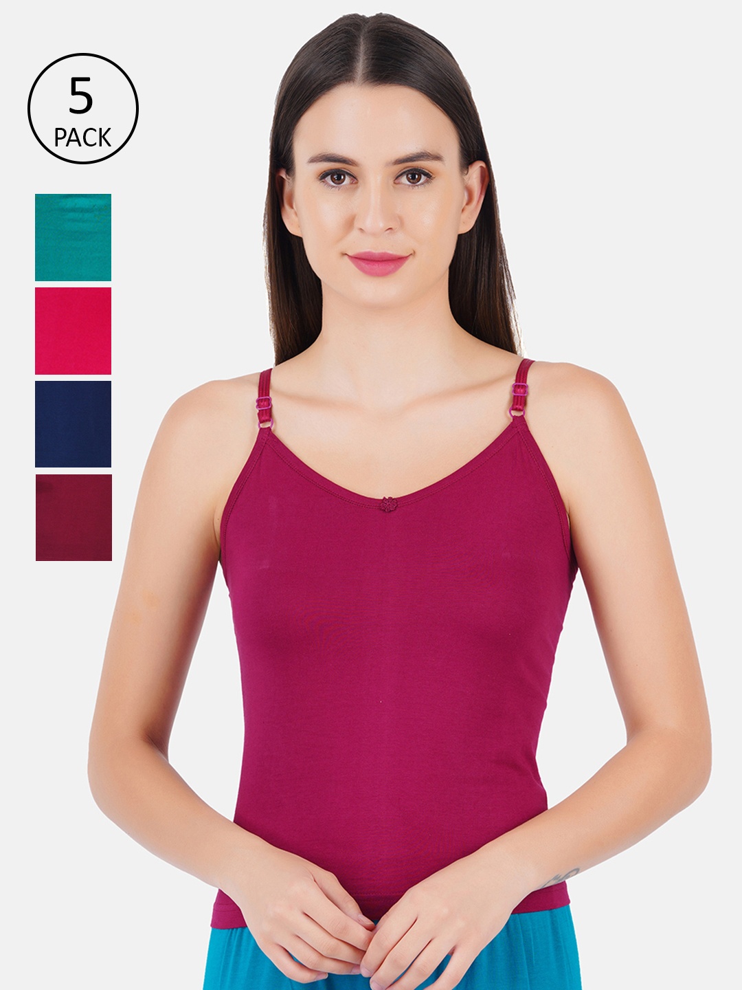 

Ramraj Womens Assorted solid Camisole 100% Cotton Pack of 5