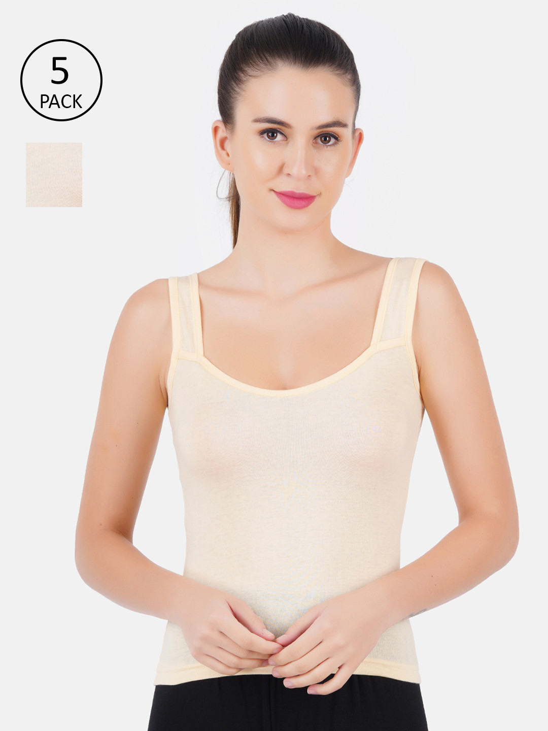 

Ramraj Womens Skin solid Camisole 100% Cotton Pack of 5, Cream