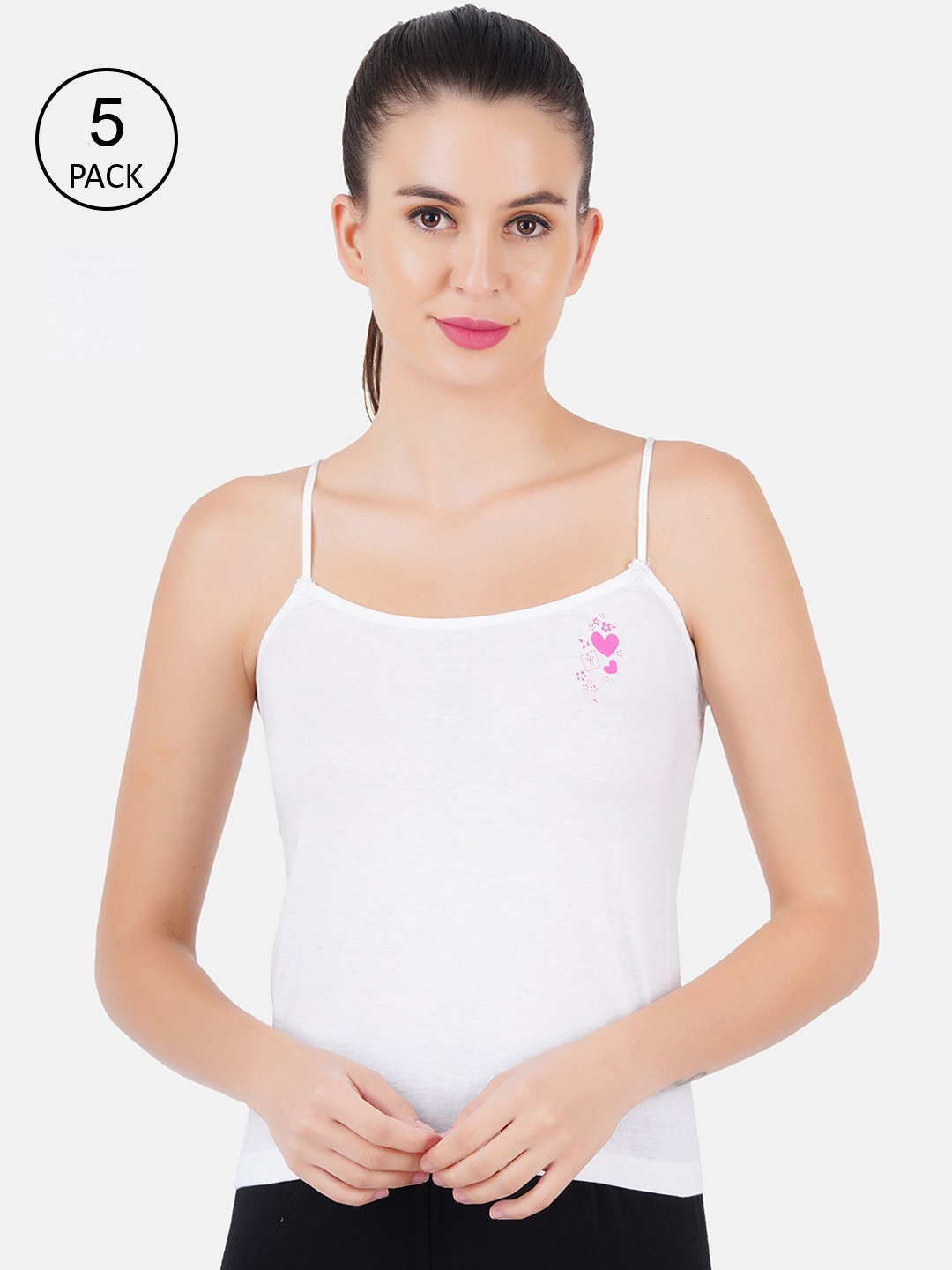 

Ramraj Pack Of 5 Pure Cotton Non Padded Camisoles, White