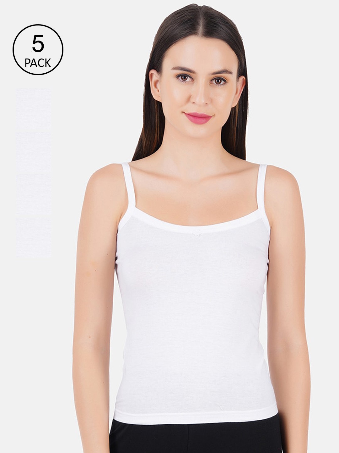 

Ramraj Women Pack Of 5 White Pure Cotton Camisoles