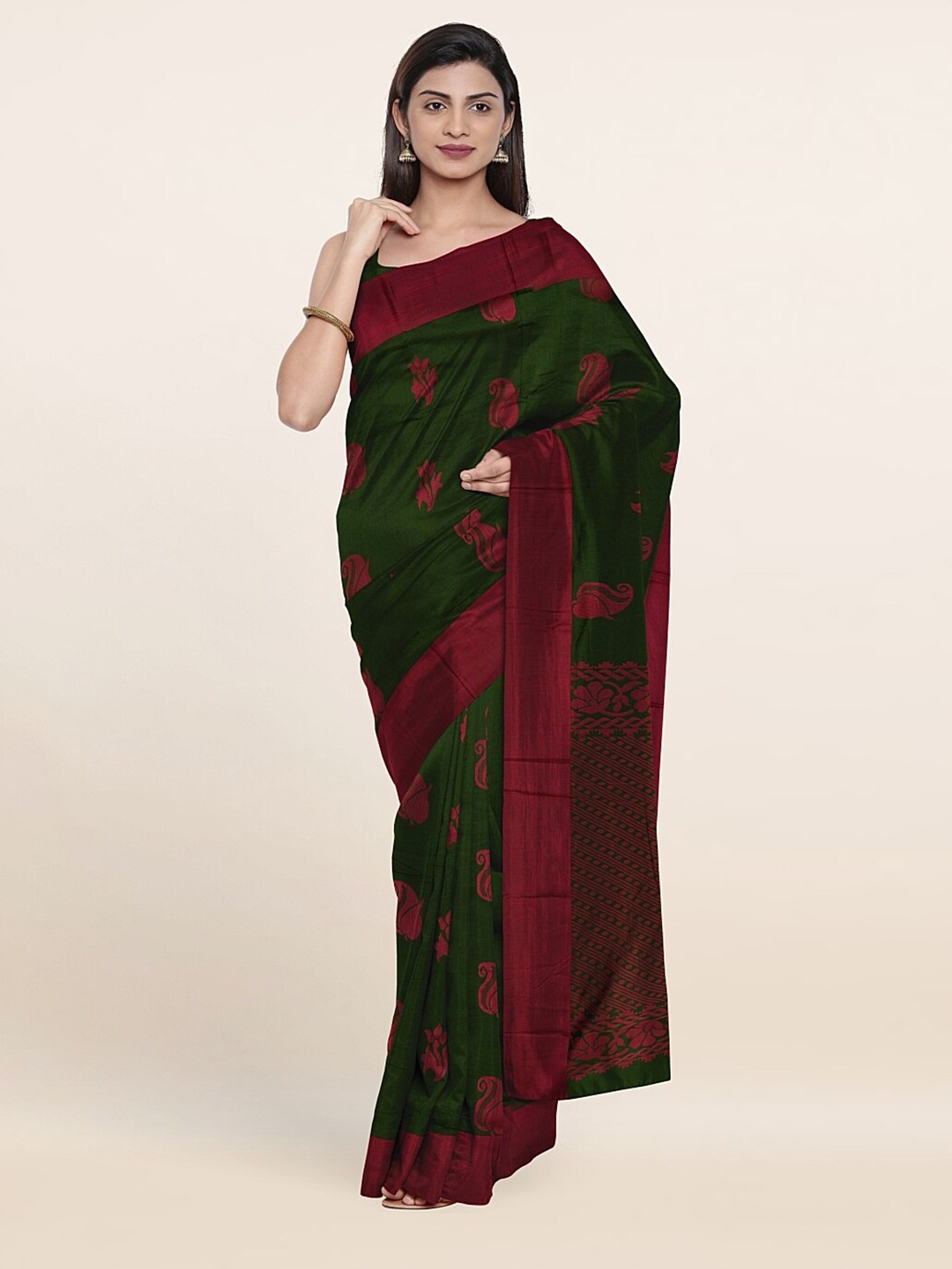 

Pothys Green Woven Design Silk Cotton Saree
