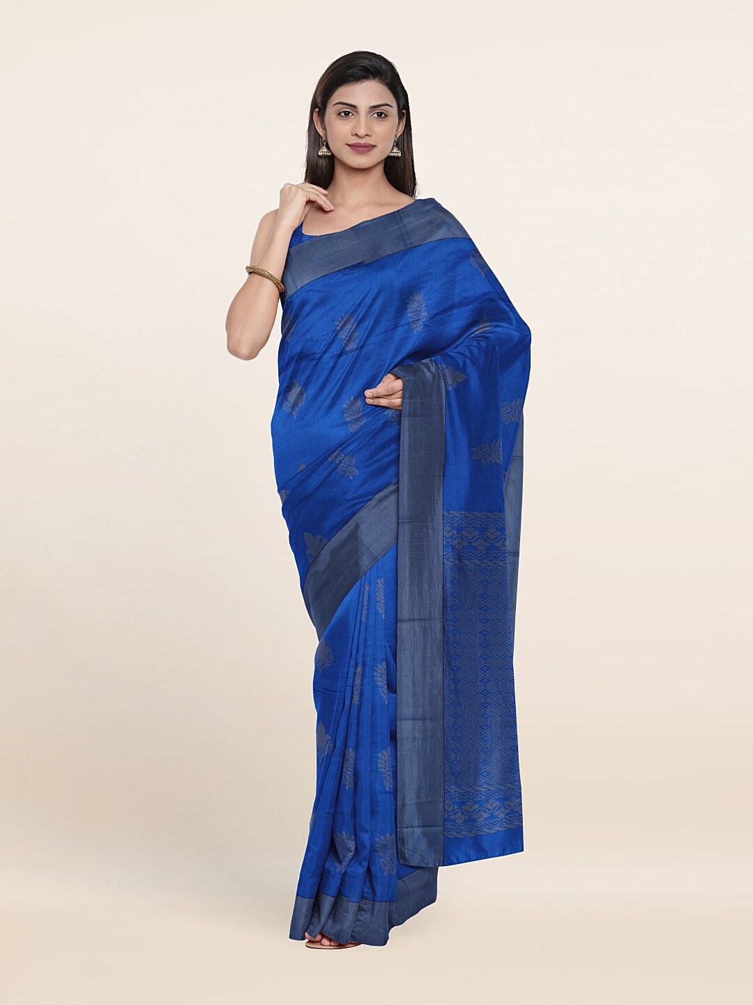 

Pothys Blue & Grey Woven Design Silk Cotton Saree