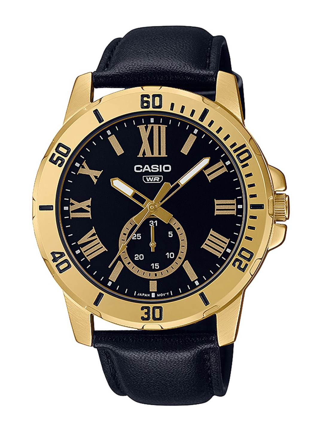

CASIO Men Leather Straps Analogue Watch A2074, Black