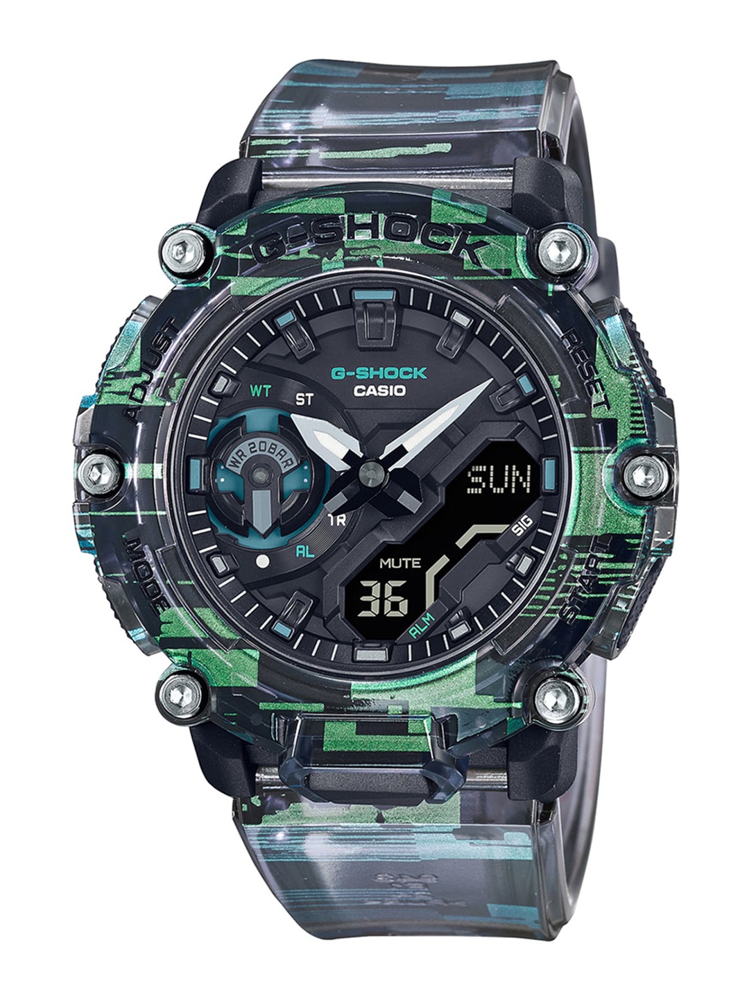 

CASIO Men Patterned Dial & Analogue and Digital Watch G1261, Green