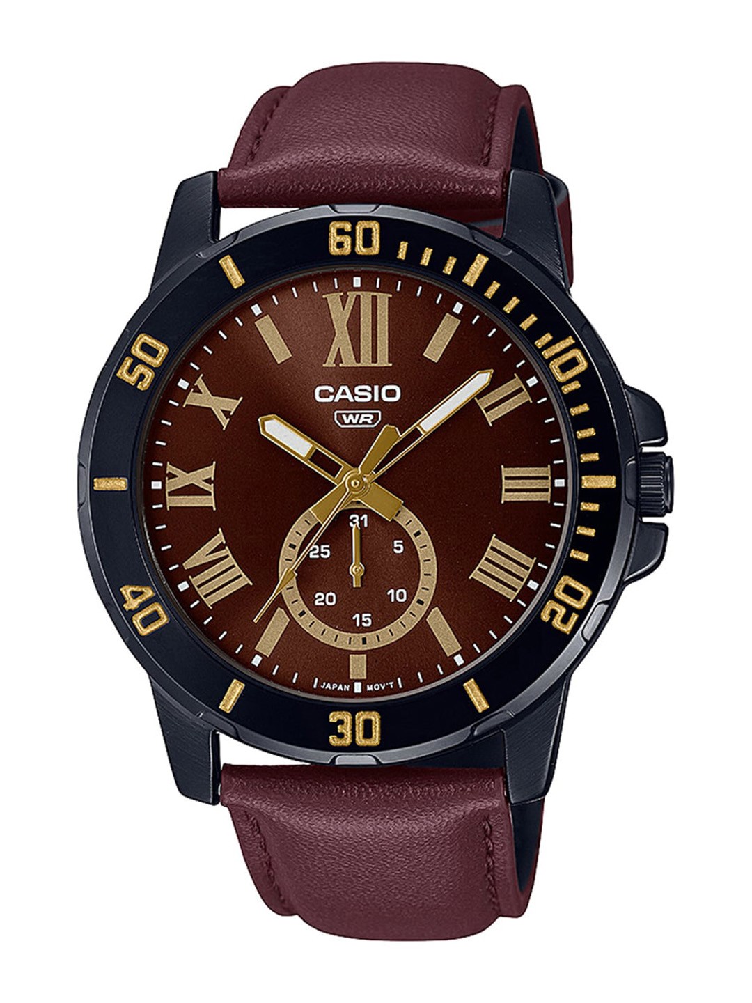

CASIO Men Leather Wrap Around Straps Analogue Watch A2071, Brown