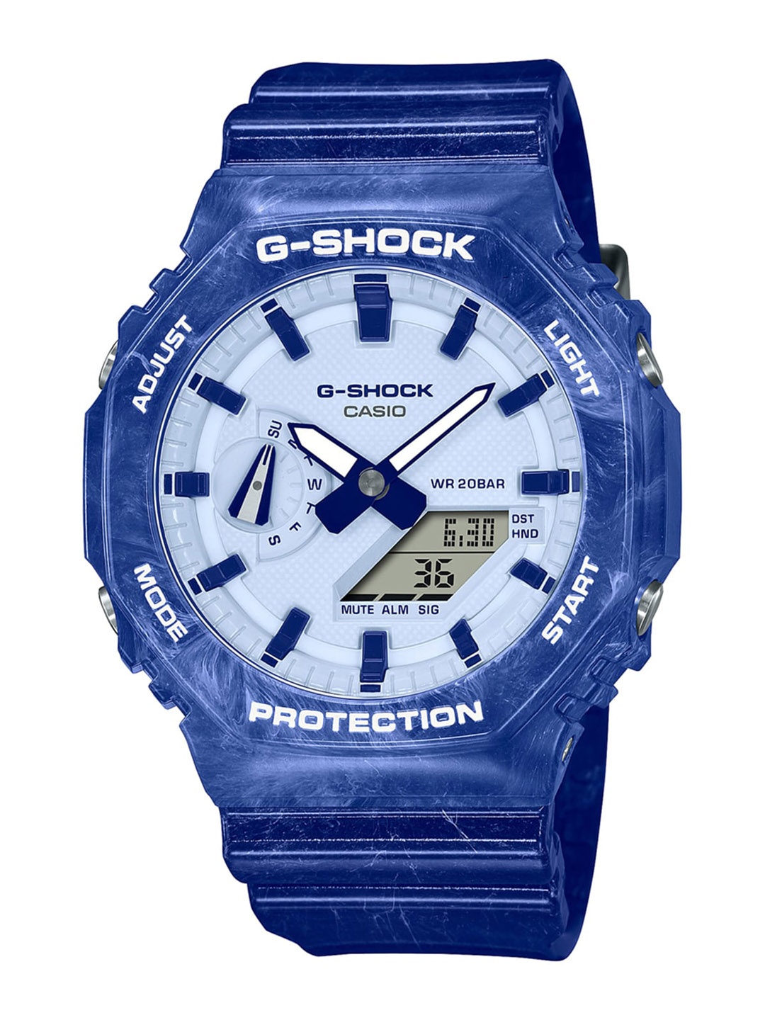 

CASIO Men Analogue and Digital G-Shock Watch G1257- GA-2100BWP-2ADR, Blue