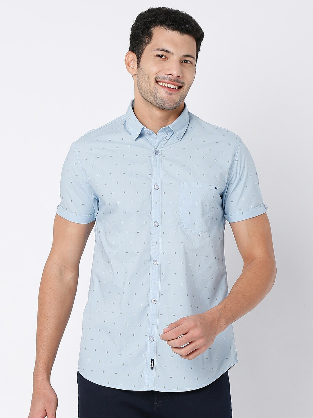 

SPYKAR Men Blue Classic Slim Fit Printed Casual Shirt