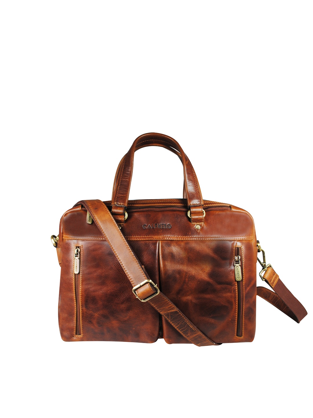 

CALFNERO Men Maroon & Gold-Toned Messenger Bag