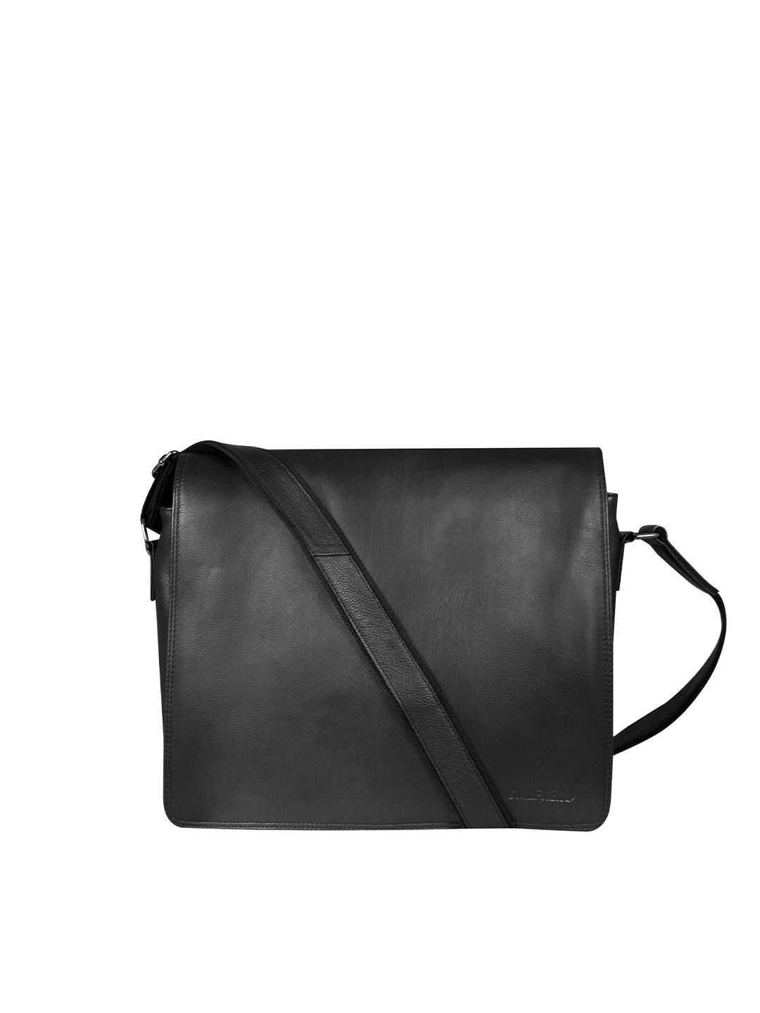 

CALFNERO Men Black & Silver-Toned Messenger Bag