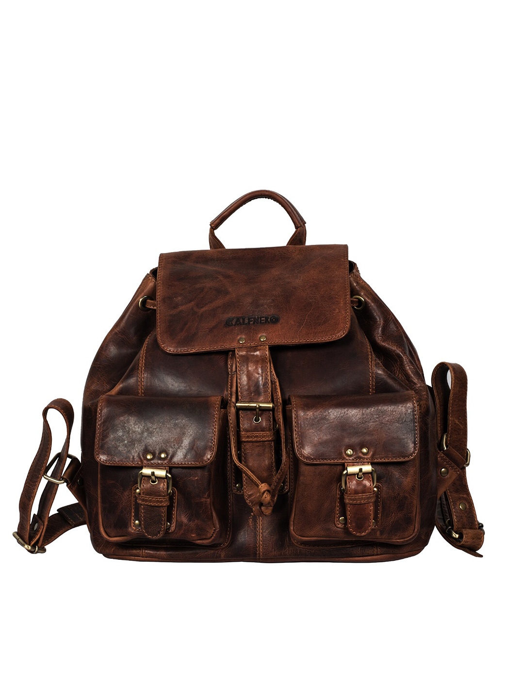 

CALFNERO Men Brown Leather Backpack