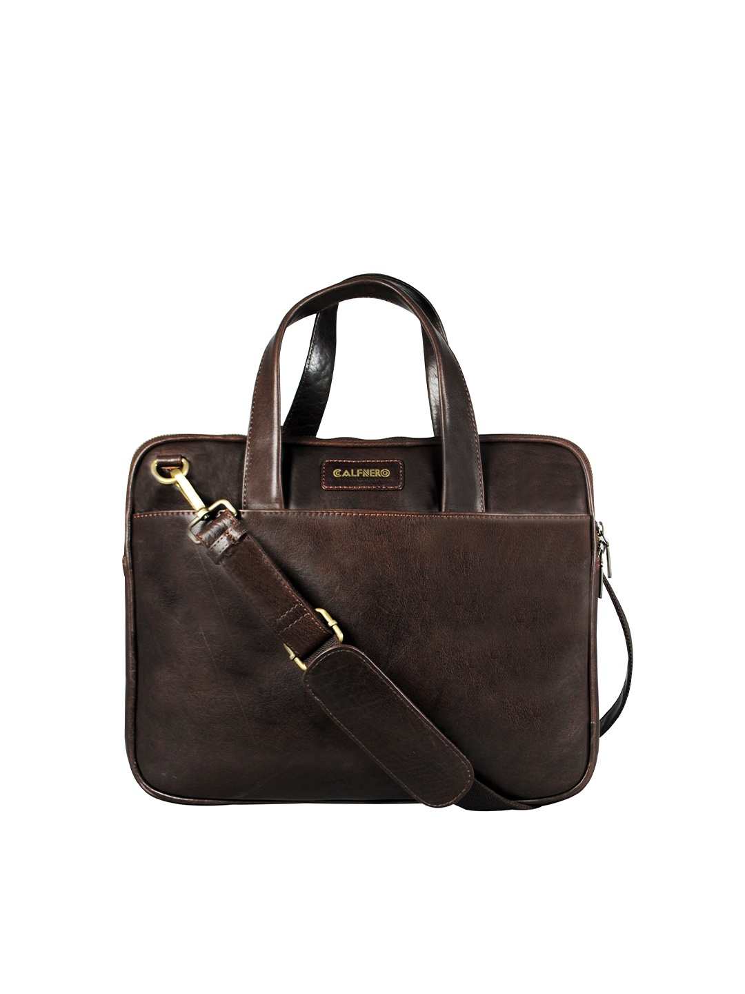 

CALFNERO Men Brown Genuine Leather Business Portfolio Messenger Bag