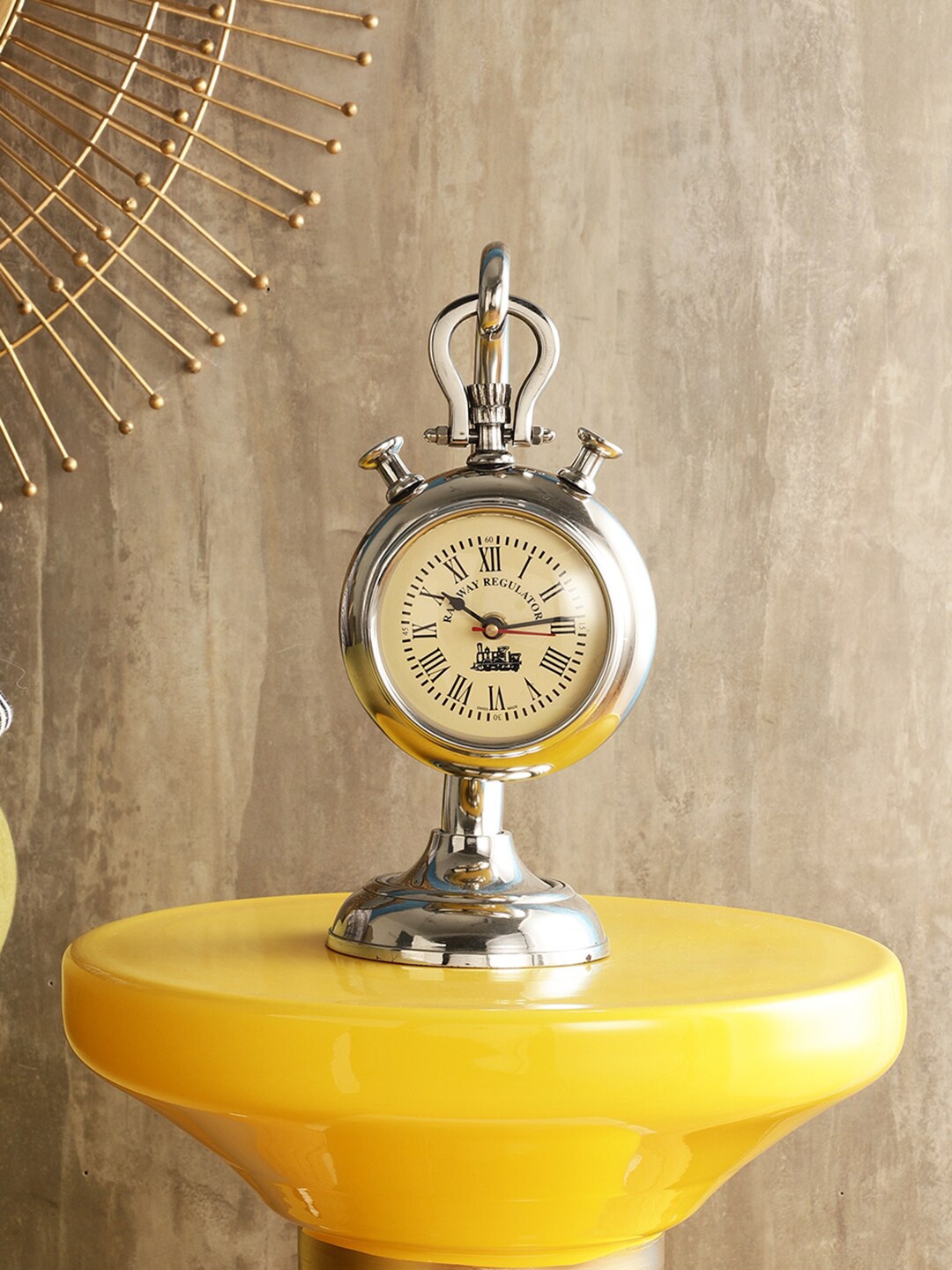 

EXIM DECOR Vintage Table Clock, Silver
