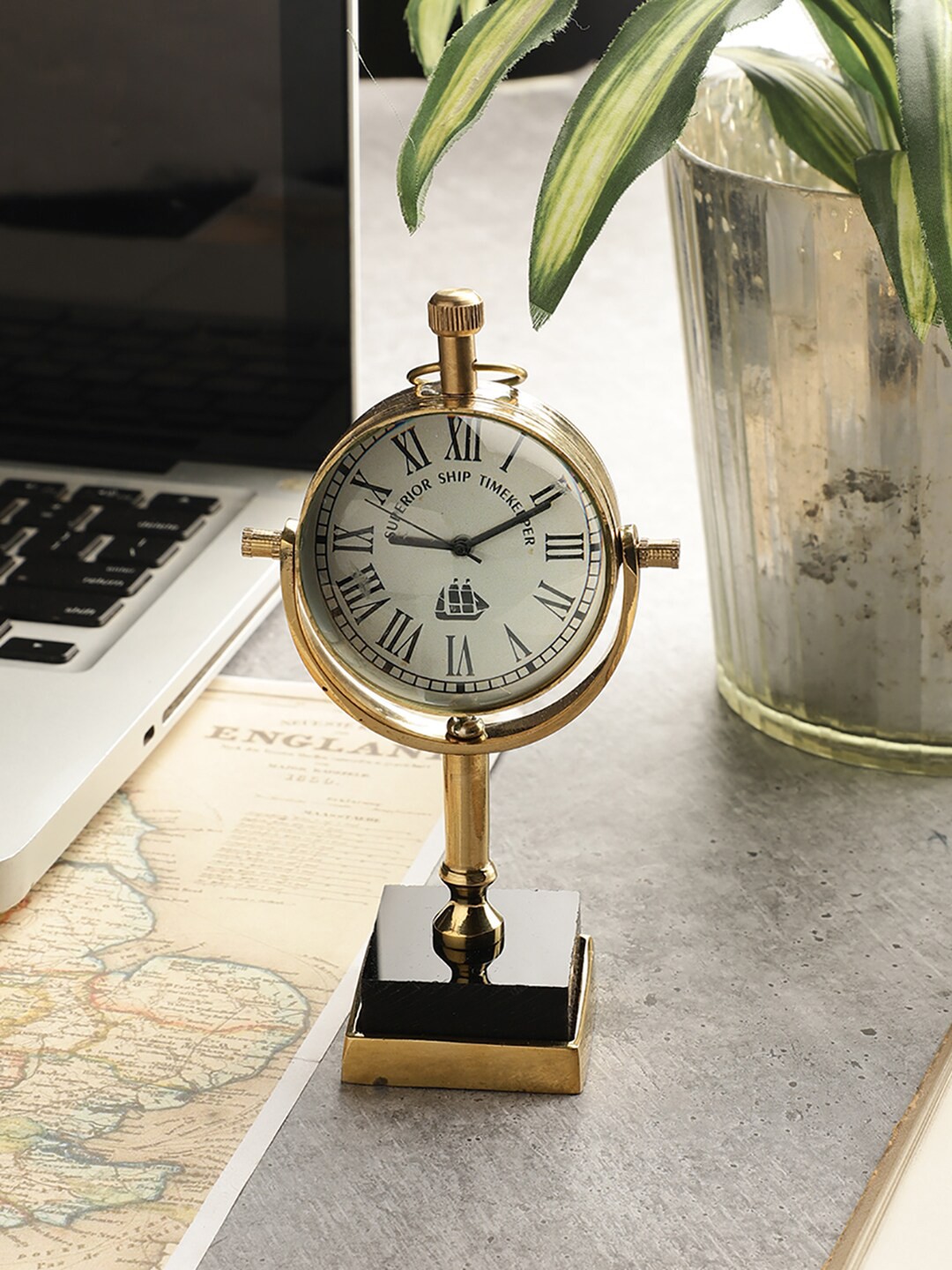 

EXIM DECOR Vintage Table Clock, Gold