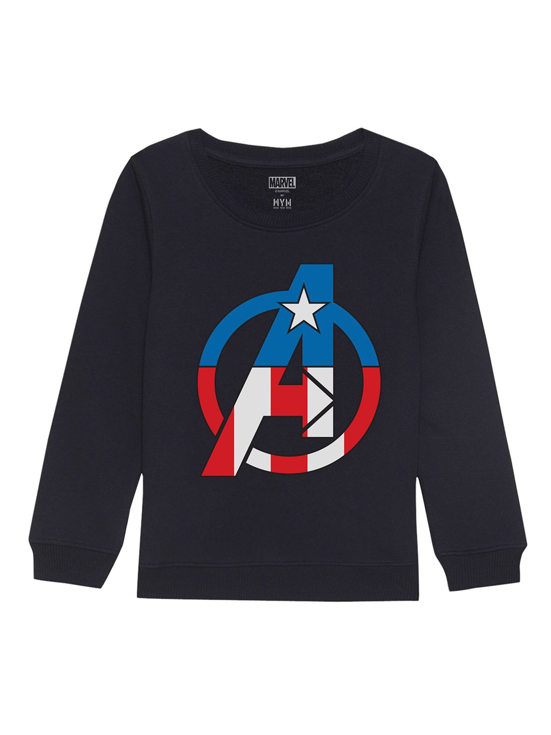 

Marvel by Wear Your Mind Unisex Kids Navy Blue Printed Sweatshirt