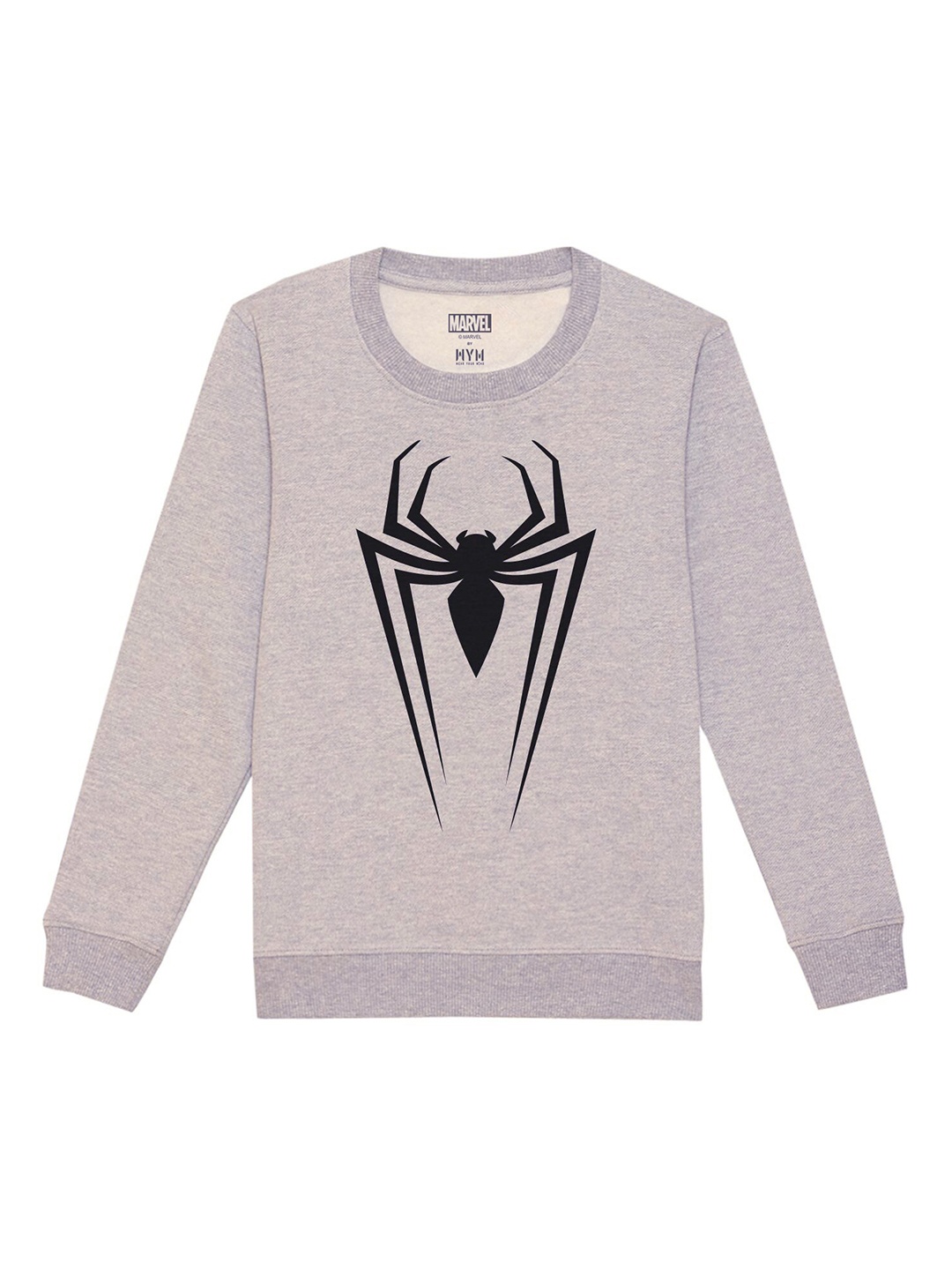 

Marvel by Wear Your Mind Unisex Kids Grey Melange Printed Sweatshirt
