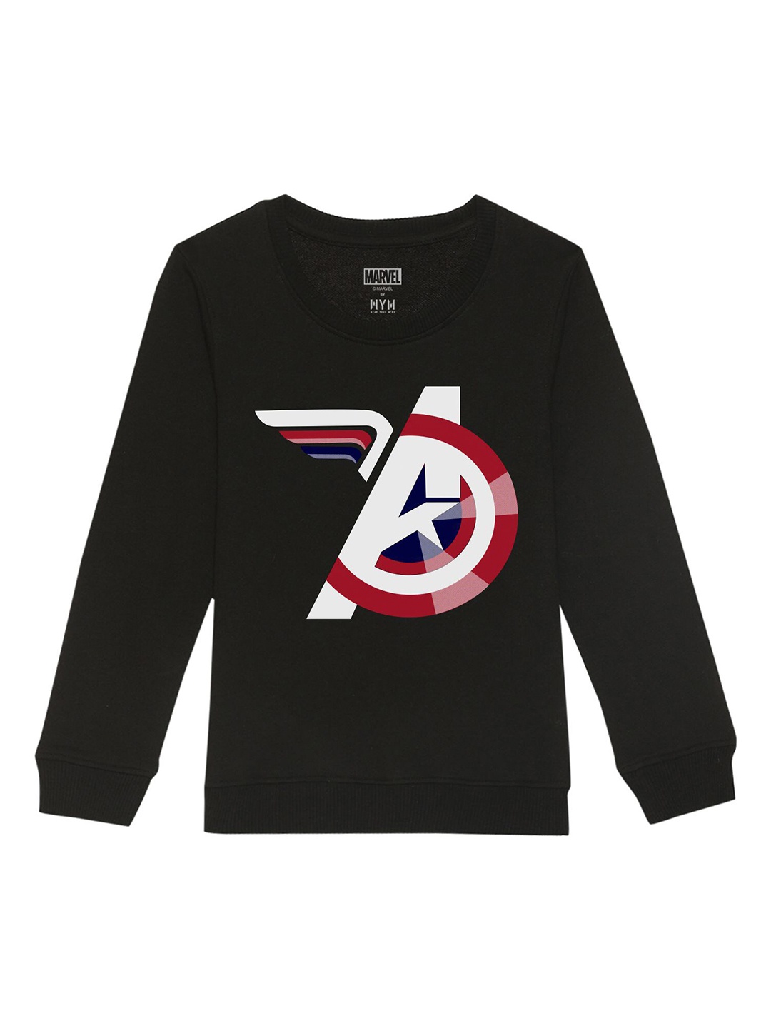 

Marvel by Wear Your Mind Unisex Kids Black Printed Sweatshirt