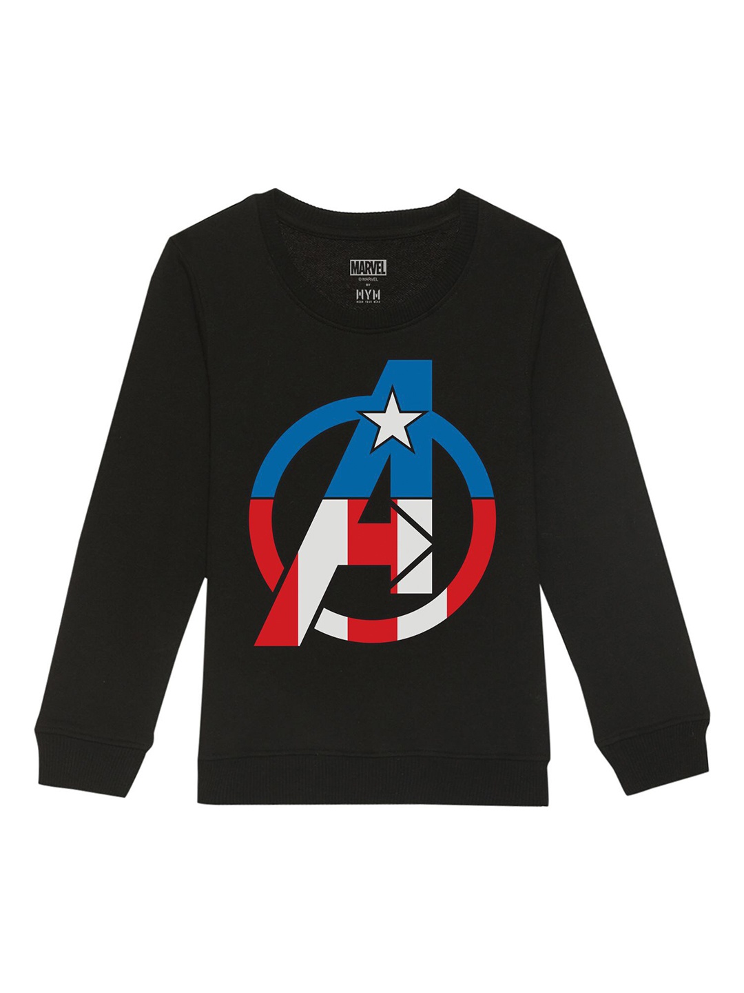 

Marvel by Wear Your Mind Unisex Kids Black Printed Sweatshirt
