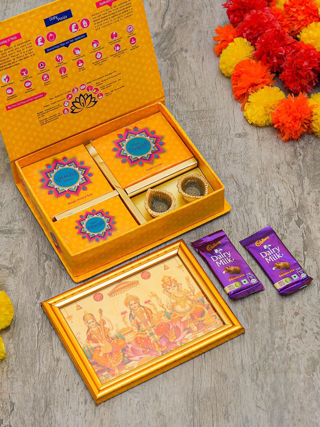 

StatueStudio Yellow & Red Diwali Pooja Samagri Kit
