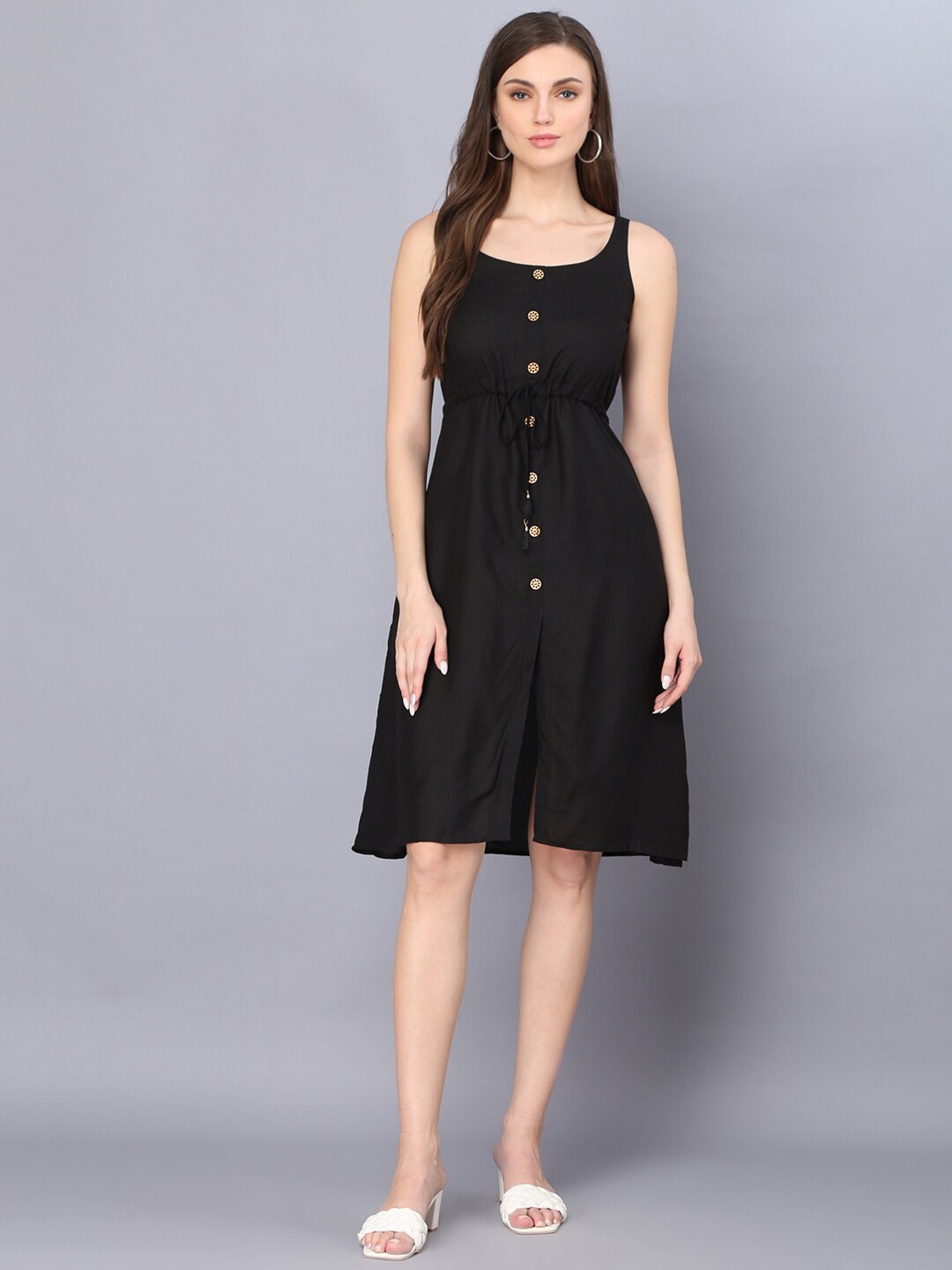 

God Bless Women Black A-Line Dress