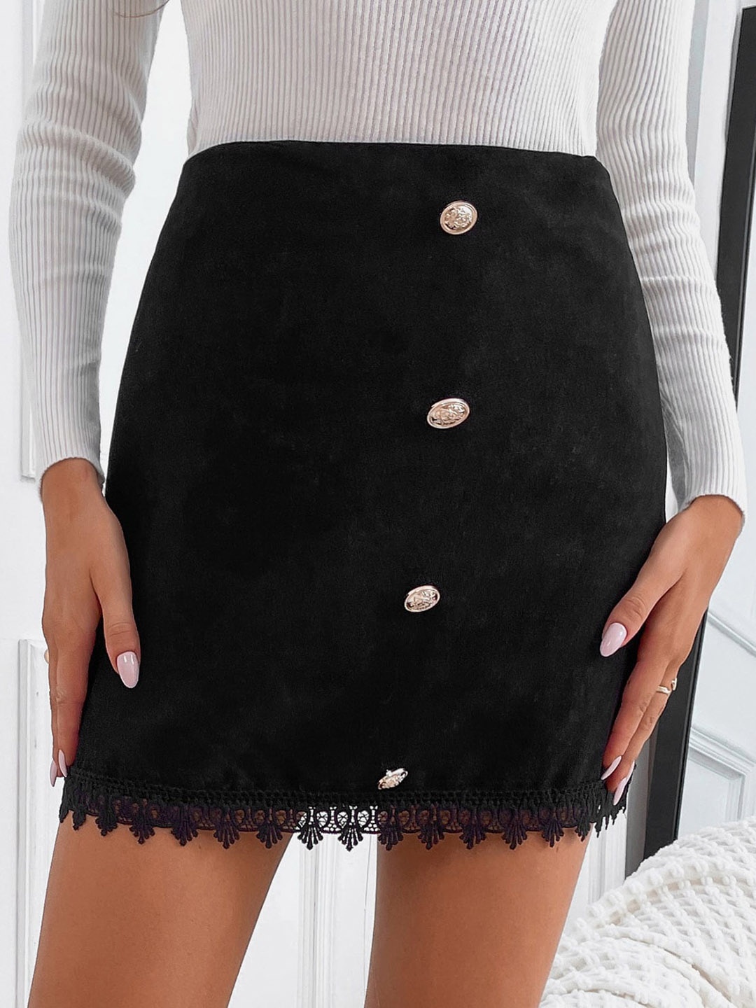

BoStreet Women Black Solid Pencil Mini Skirt