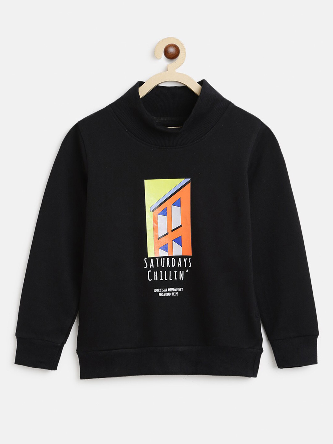 

TALES & STORIES Boys Black Printed Pullover Sweatshirt