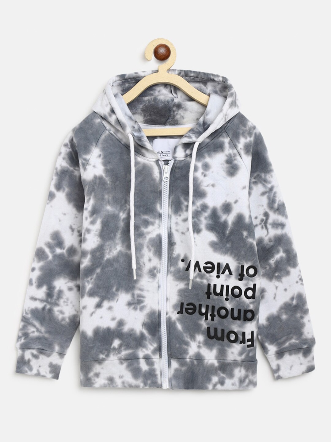 

TALES & STORIES Boys Grey Printed Hooded Sweatshirt