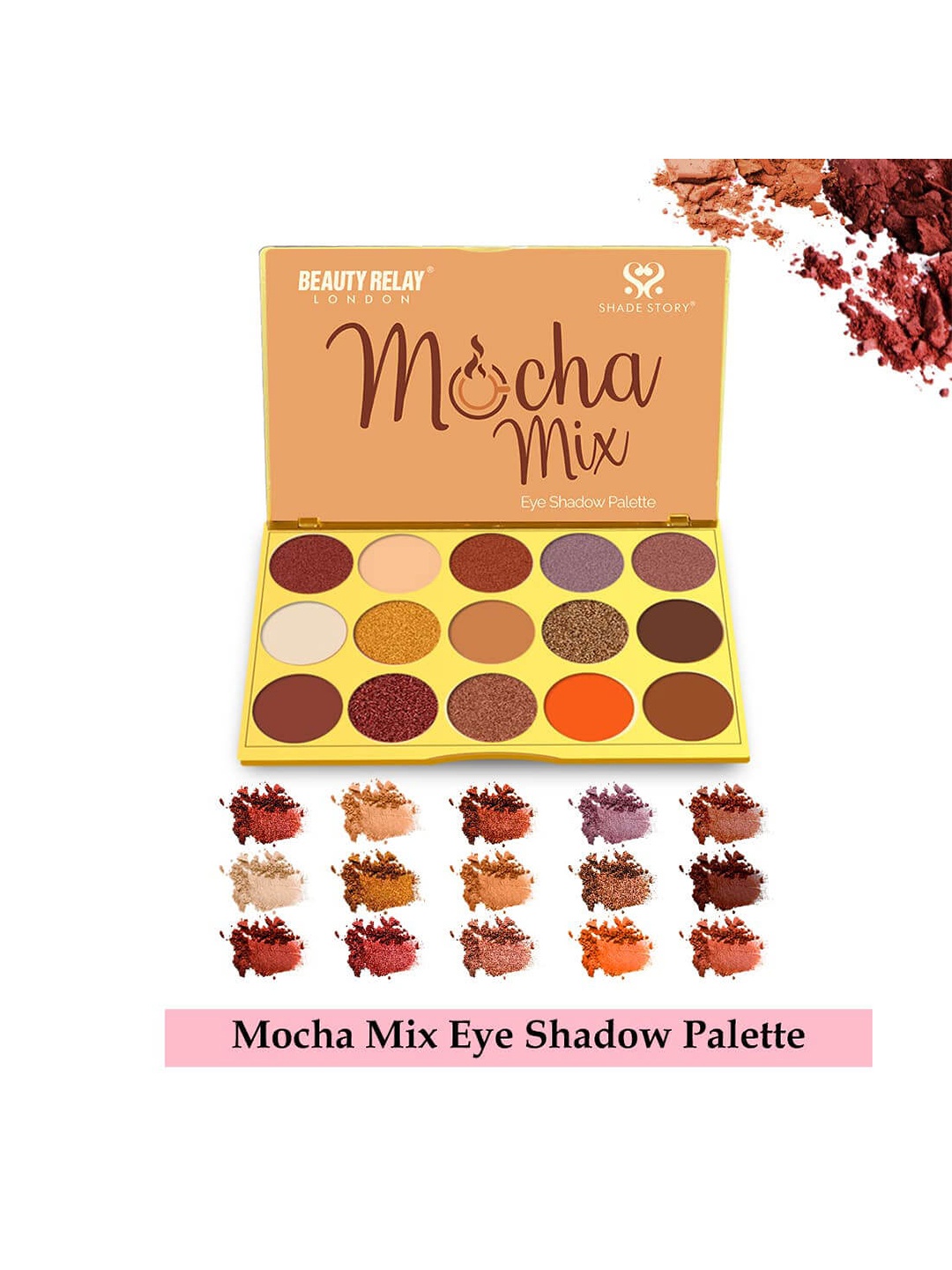 

BeautyRelay London Shade Story 15 Shades Eye Shadow Palette 45g - Mocha Mix, Multi