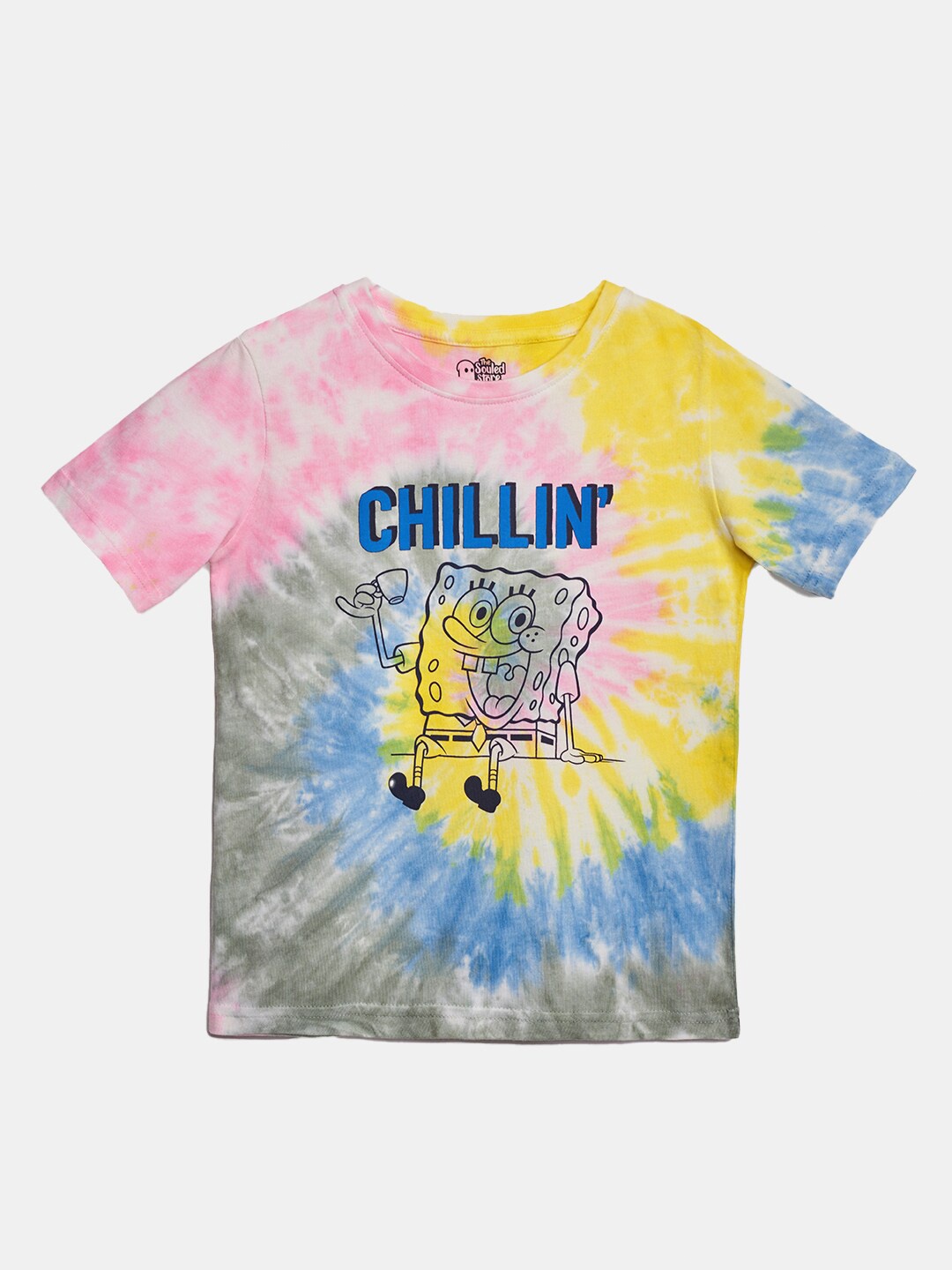

The Souled Store Boys Multicolor Typography Spongebob Printed Raw Edge T-shirt, Multi
