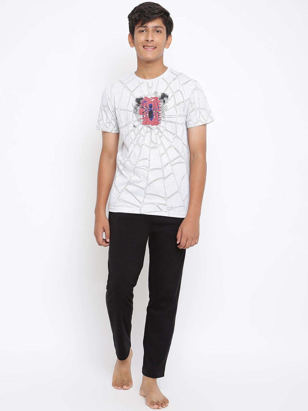 

Lil Tomatoes Boys Grey & Off White Printed Night suit