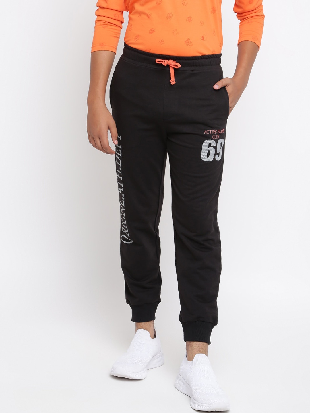 

Lil Tomatoes Boys Black Drawstring Printed Jogger