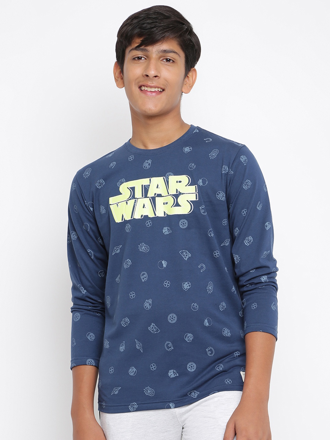 

Lil Tomatoes Boys Blue Typography Star Wars Printed T-shirt