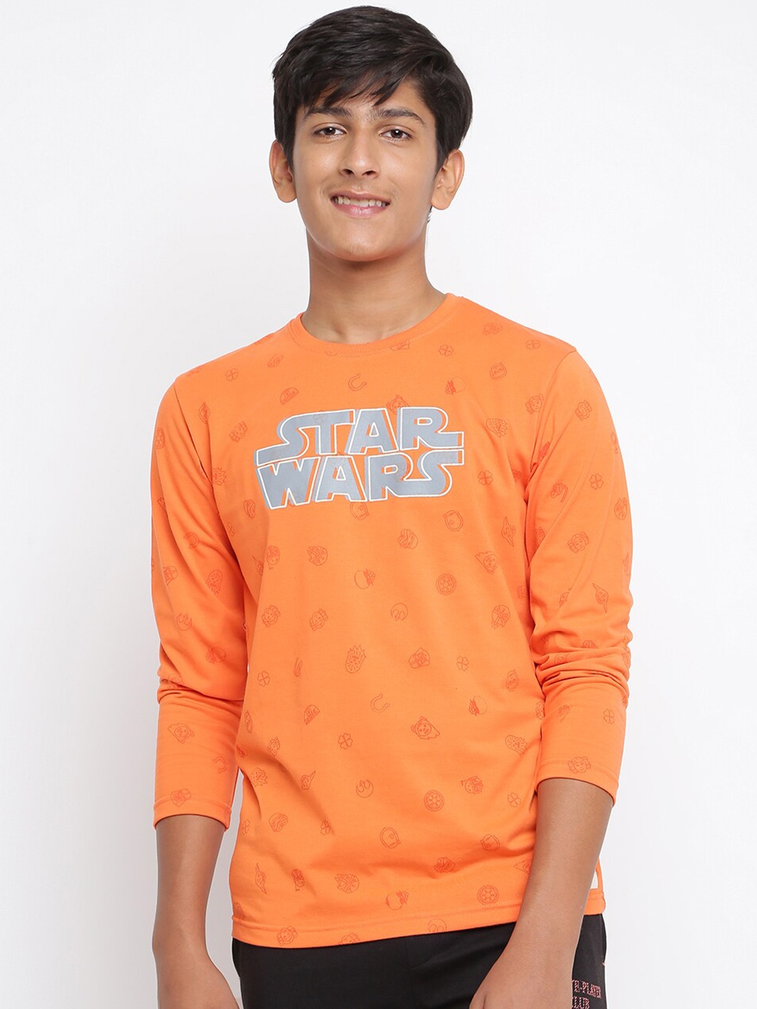 

Lil Tomatoes Boys Orange Typography Star Wars Printed T-shirt