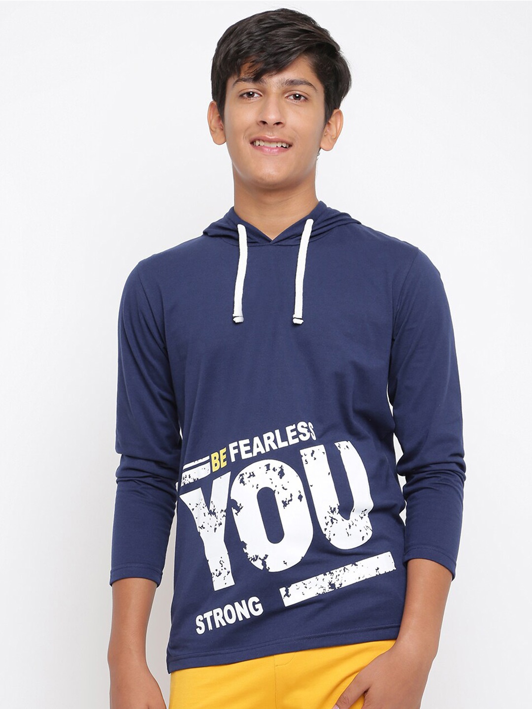 

Lil Tomatoes Boys Navy Blue Typography Printed T-shirt