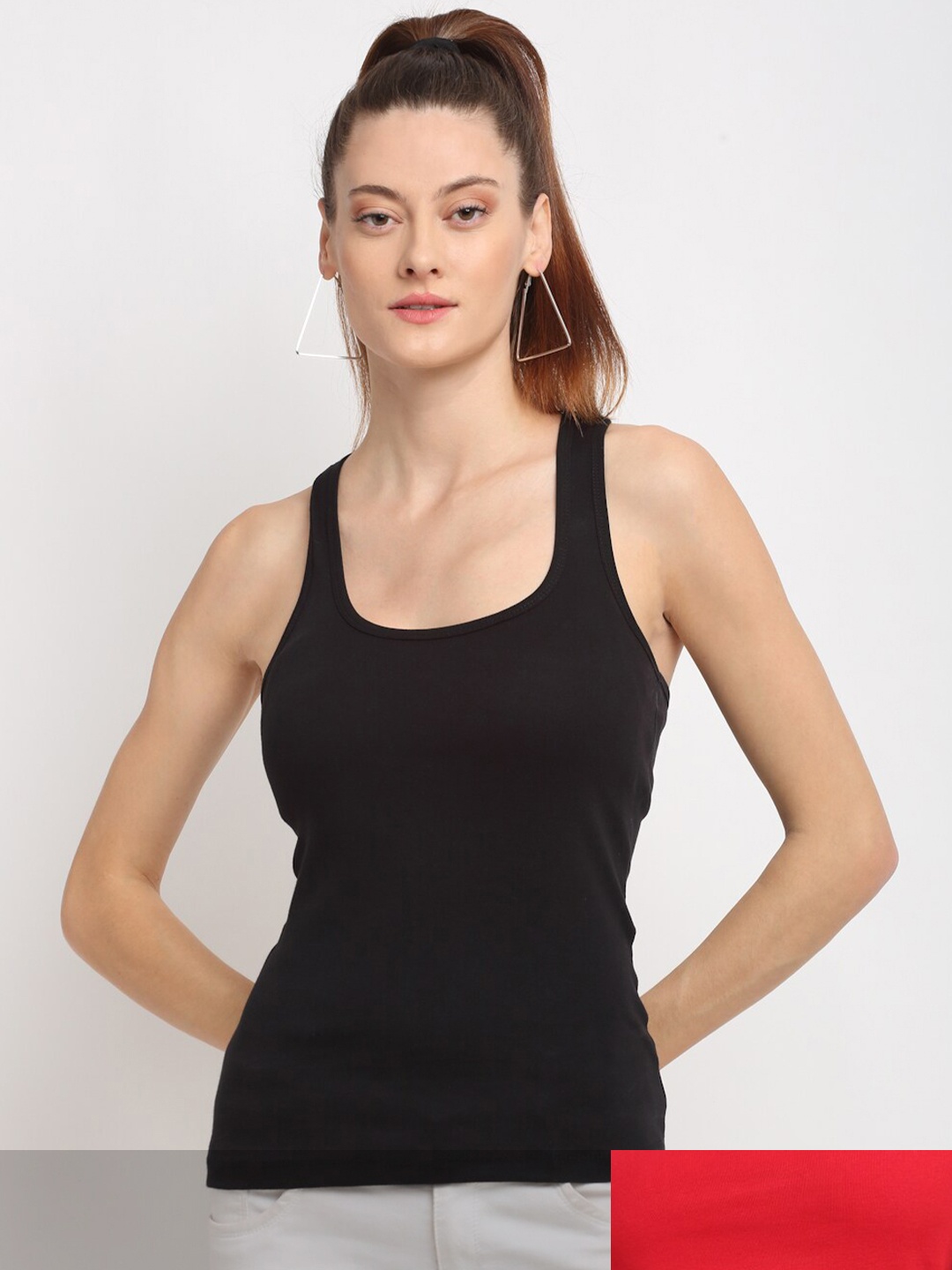 

Friskers Pack Of 2 Black & Red Tank Top