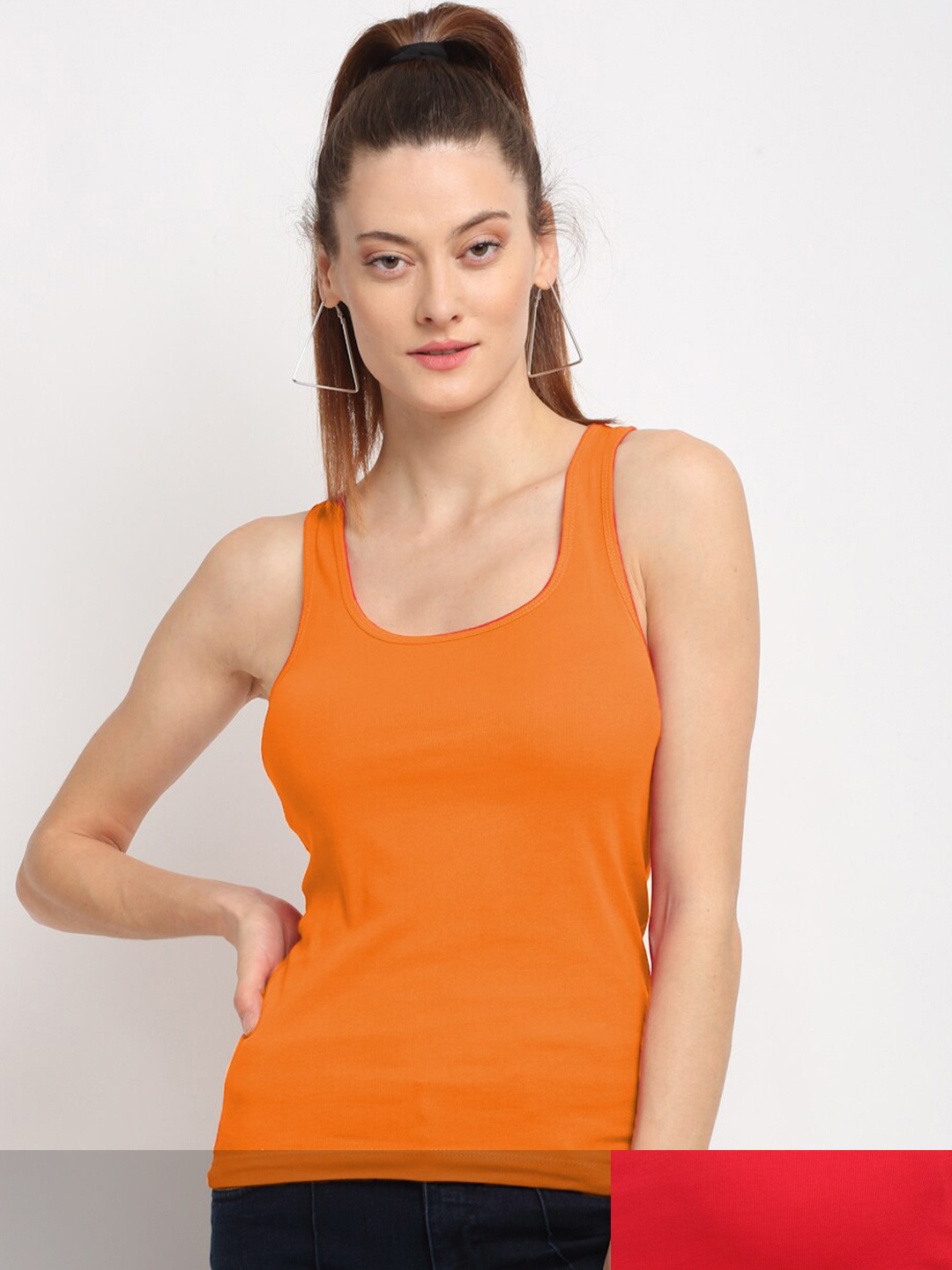 

Friskers Pack Of 2 Red & Orange Tank Top