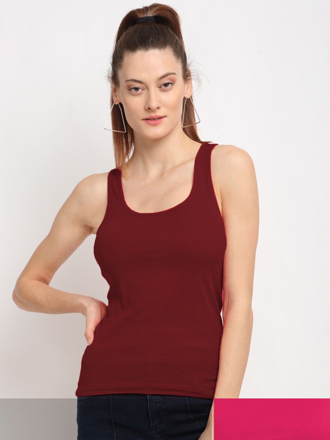 

Friskers Pack Of 2 Pink & Maroon Tank Top