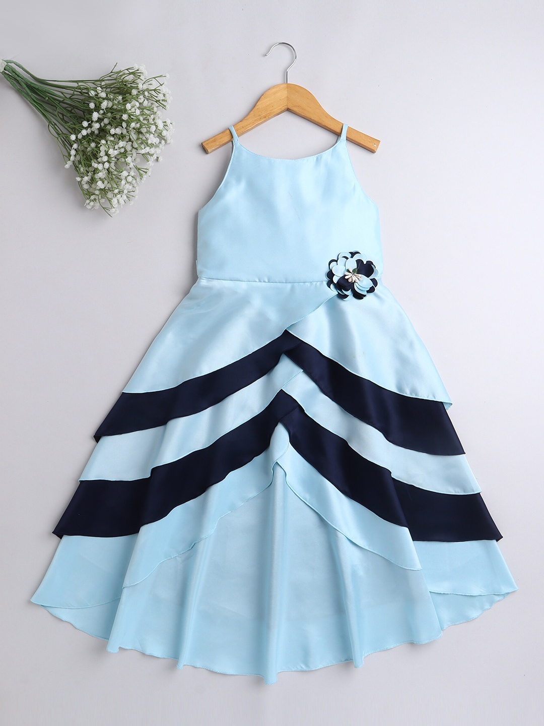 

The Magic Wand Striped Satin Dress, Sea green