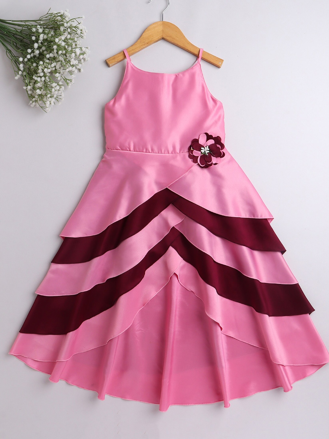 

The Magic Wand Pink & Maroon Satin Dress