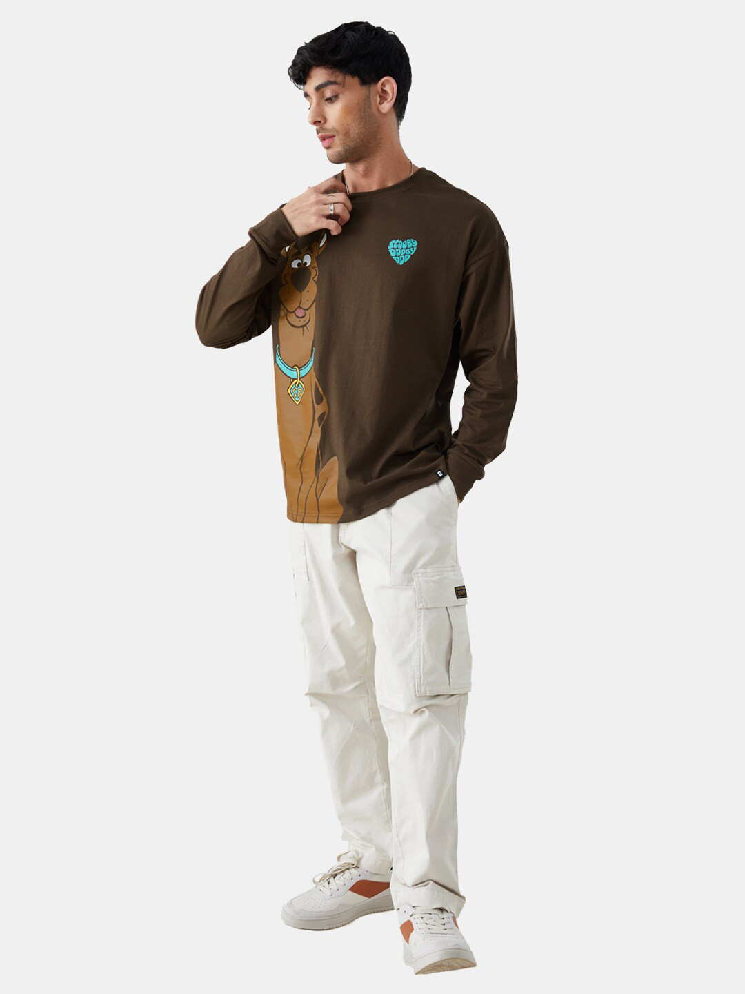 

The Souled Store Men Coffee Brown Printed Scooby Doo Cotton Oversized T-Shirt