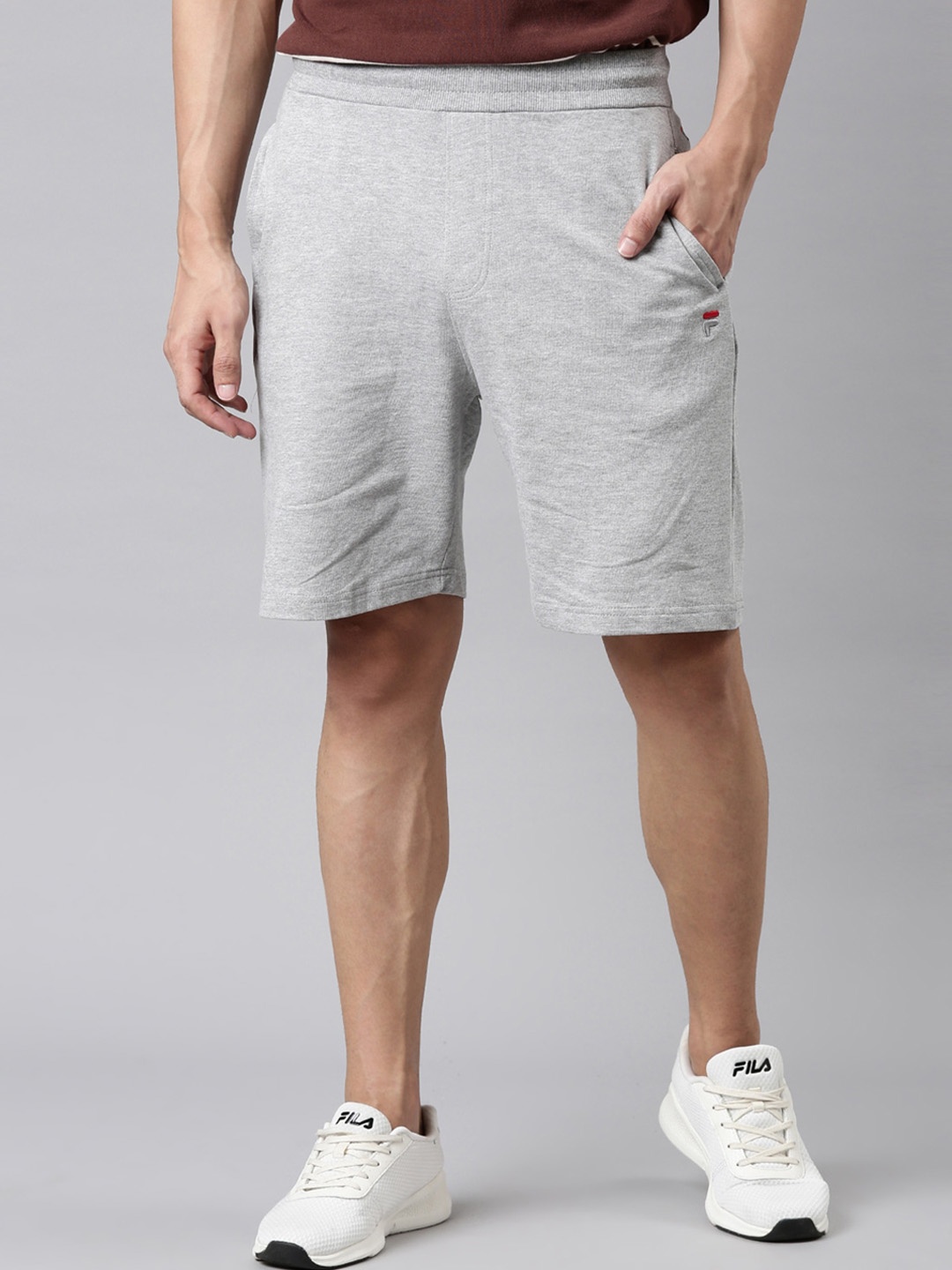 

FILA Men Solid Shorts, Grey