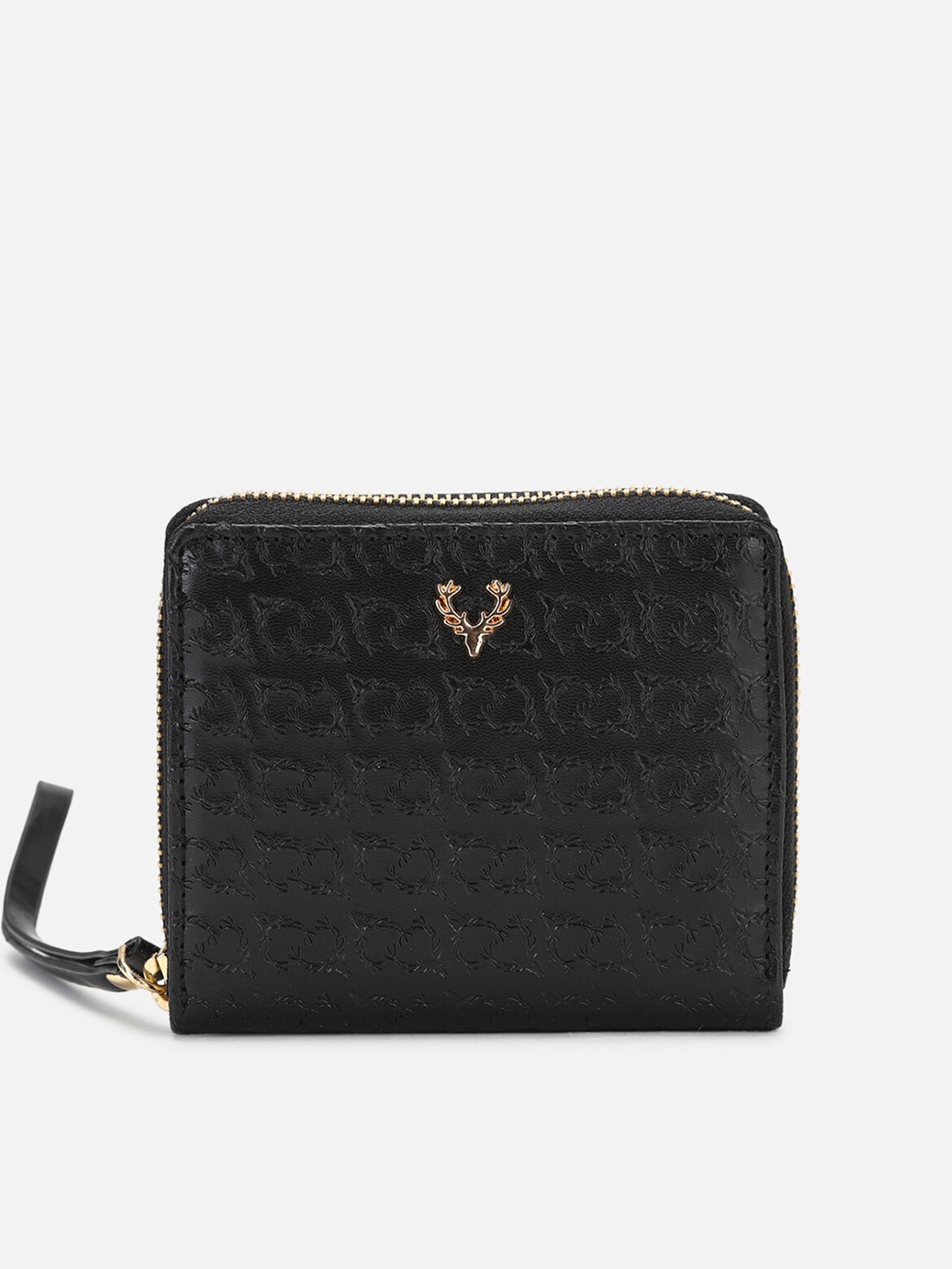 

Allen Solly Women Textured PU Zip Around Wallet, Black
