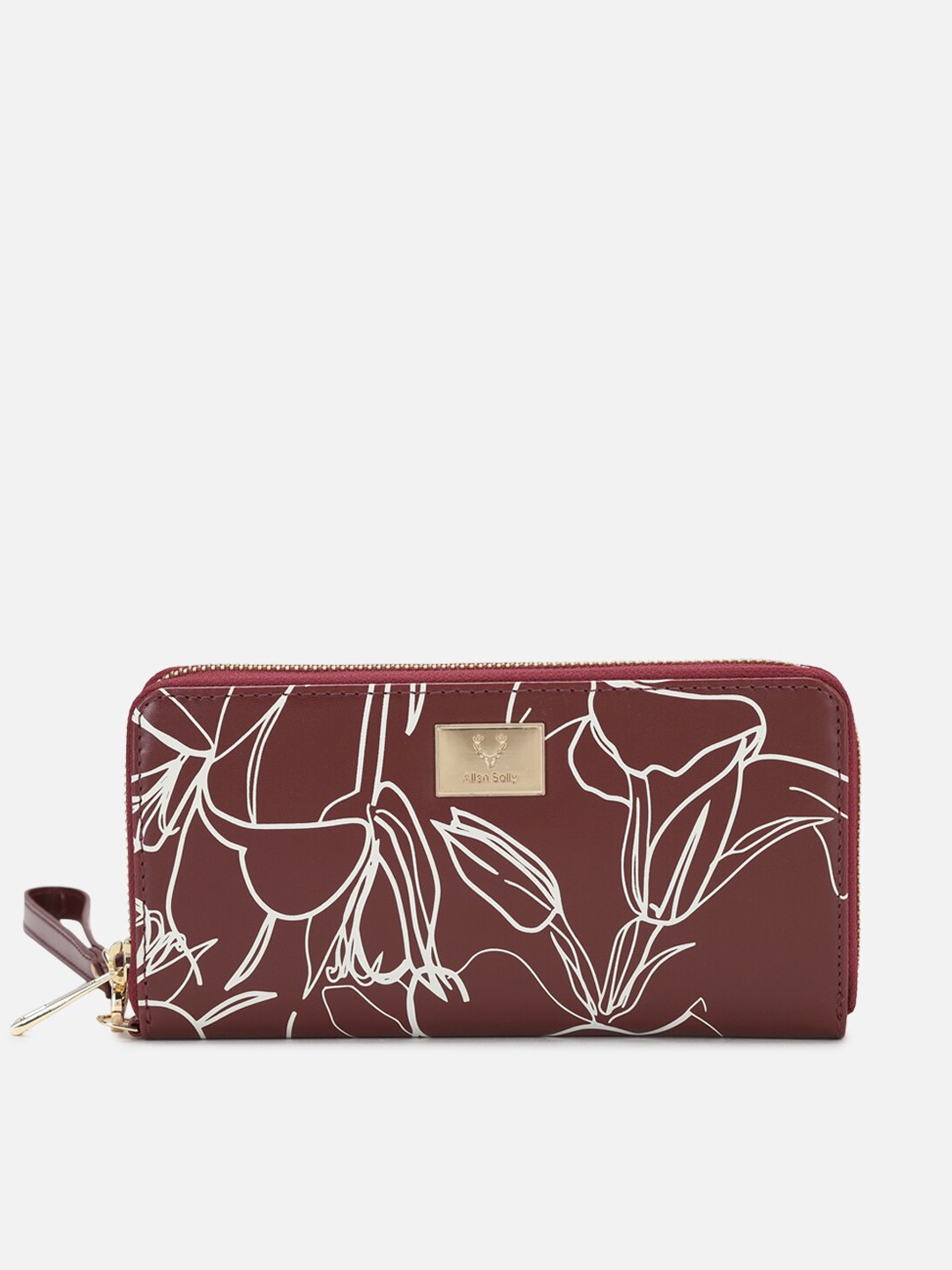 

Allen Solly Women Maroon Abstract Printed PU Zip Around Wallet