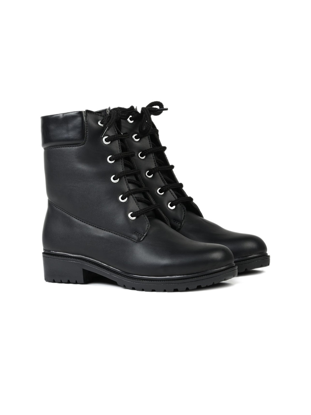 

Street Style Store Women Black Solid Casual Block-Heeled Winter Boots