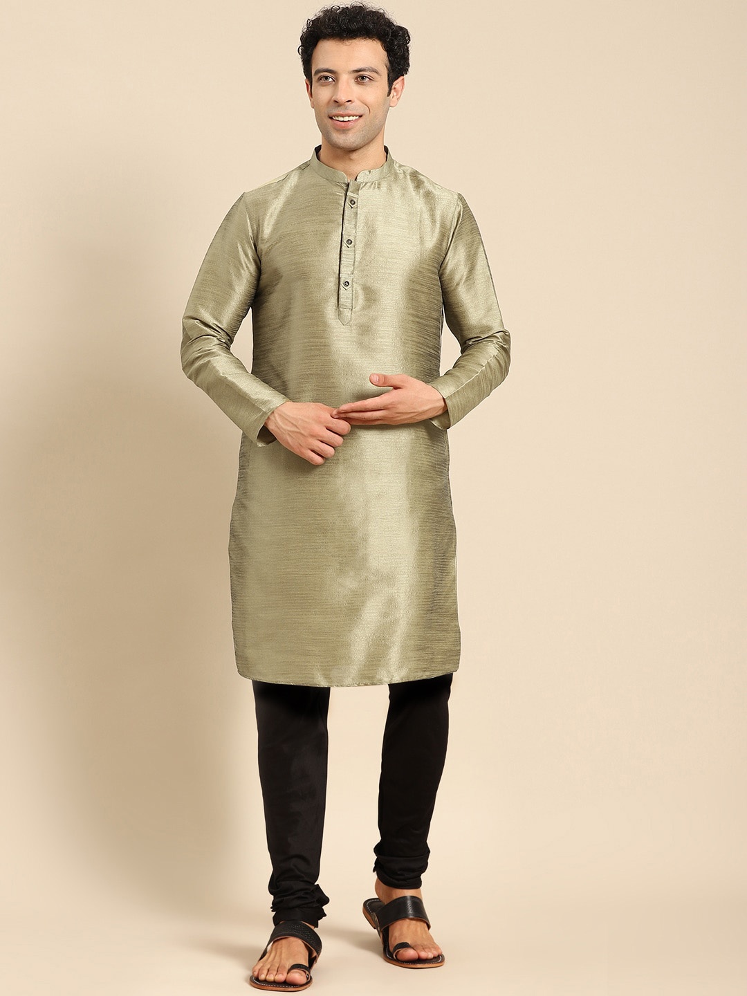 

Amodh by Kisah Men Grey Kurta with Churidar