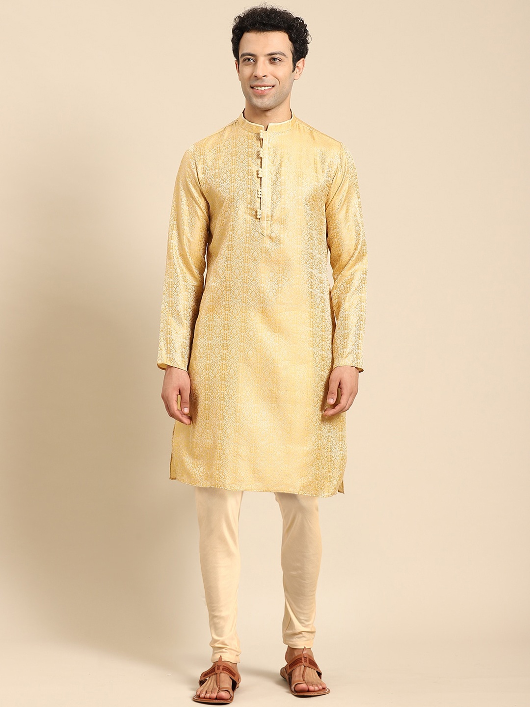 

Amodh by Kisah Men Beige Kurta with Churidar