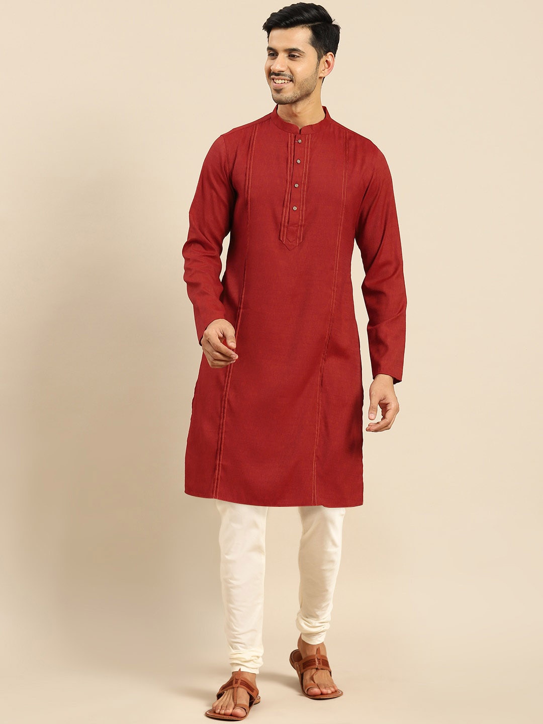 

Amodh by Kisah Men Red Kurta with Churidar