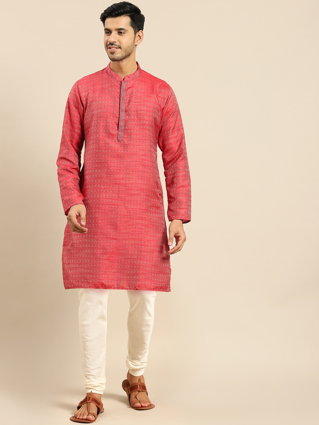 

Amodh by Kisah Men Red Kurta with Churidar