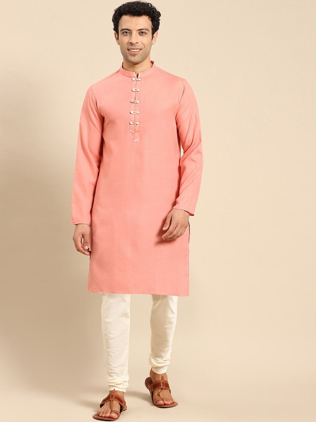 

Amodh by Kisah Men Pink Kurta with Churidar