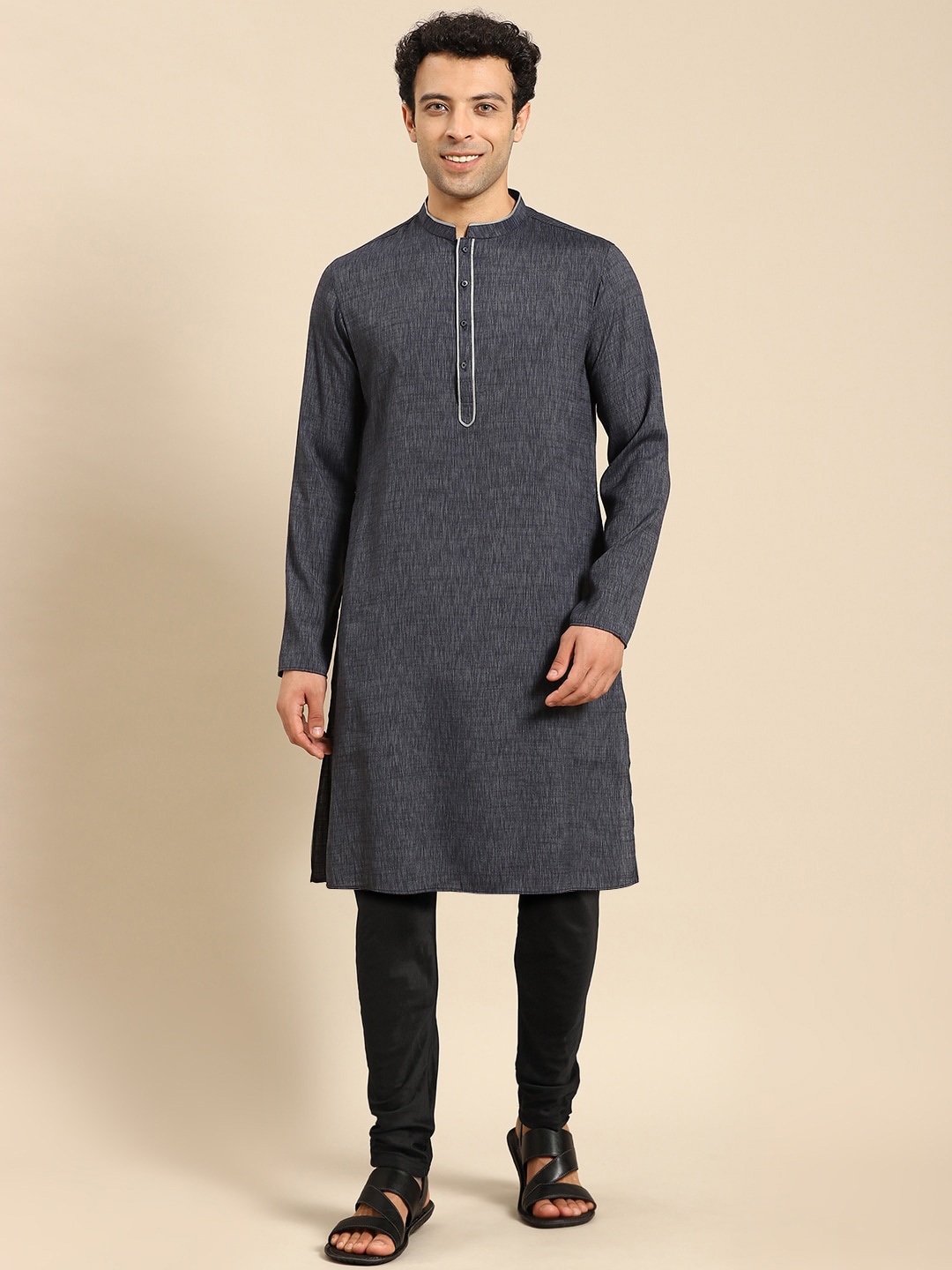 

Amodh by Kisah Men Grey Kurta with Churidar