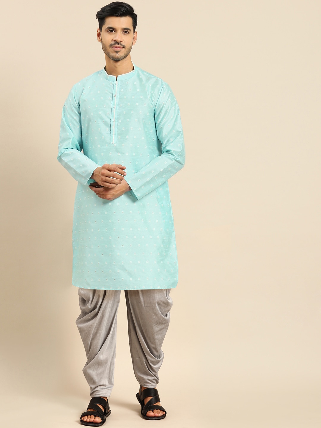 

Amodh by Kisah Men Blue Kurta with Dhoti Pants